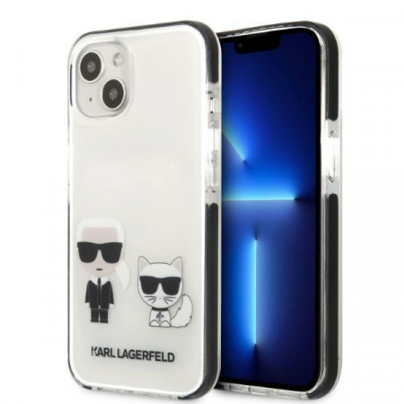 Оригинален твърд гръб KARL LAGERFELD Karl & Choupette KLHCP13STPEKCW - iPhone 13 mini бял