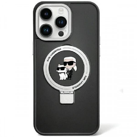 Оригинален твърд гръб KARL LAGERFELD Ring Stand Karl & Choupette MagSafe KLHMP13LHMRSKCK - iPhone 13 Pro черен