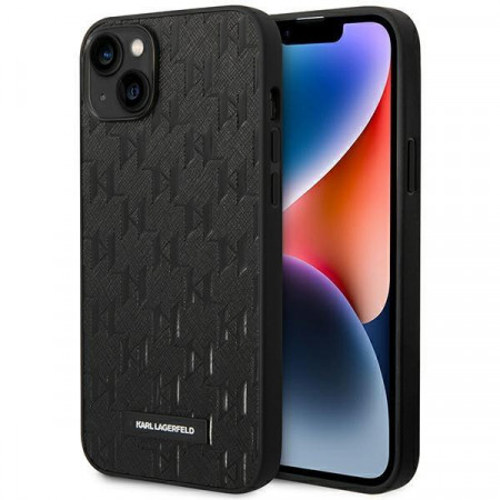 Оригинален твърд гръб KARL LAGERFELD Saffiano Mono Metal Logo KLHCP14MSAKLHPK - iPhone 14 Plus черен