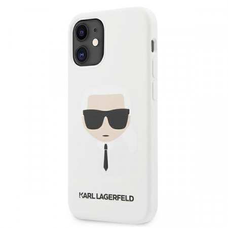 Оригинален твърд гръб KARL LAGERFELD Silicone Karl's Head KLHCP12SSLKHWH - iPhone 12 mini бял