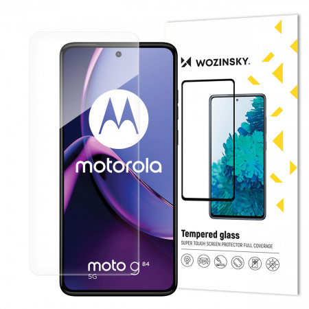 Плосък закален стъклен протектор 9H WOZINSKY - Moto g84 с черна рамка