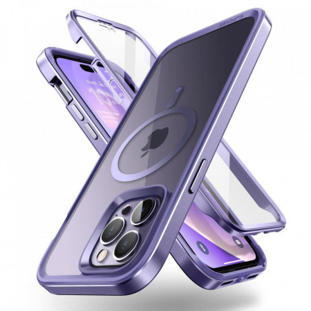 Прозрачен калъф 360° с рамка SUPCASE UB Edge MagSafe - iPhone 14 Pro Max тъмнолилав