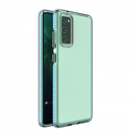 Прозрачен силиконов гръб с цветен кант Spring - Samsung Galaxy A72 светлосин