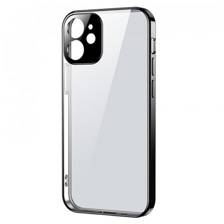 Прозрачен ултратънък гръб JOYROOM New Beauty с цветна рамка - iPhone 12 Pro черен