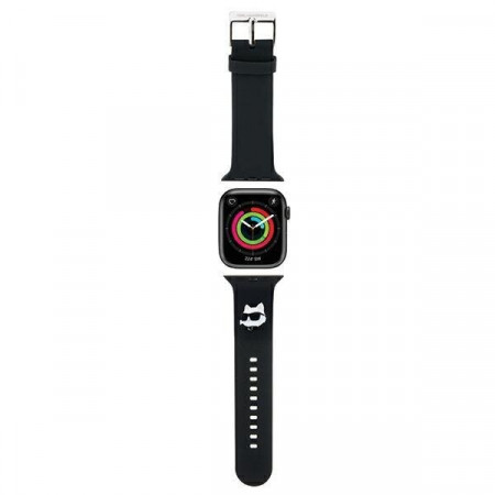 Силиконова каишка Karl lagerfeld 3D Rubber Choupette Heads Strap - Apple Watch 41mm Series 9 / 41mm Series 8 / 41mm Series 7 / 40mm Series 6 / 40mm SE / 40mm Series 5 / 40mm Series 4 / 38mm Series 3 / 38mm Series 2 / 38mm (1st gen) черен