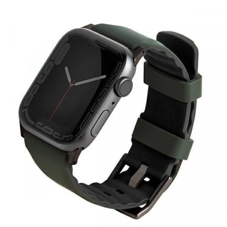 Силиконова каишка UNIQ Linus - Apple Watch Ultra 49mm / Ultra 2 49mm / 45mm Series 9 / 45mm Series 8 / 45mm Series 7 / 44mm SЕ (2nd gen) / 44mm SE / 44mm Series 6 / 44mm Series 5 / 44mm Series 4 зелена