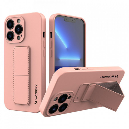 Силиконов гръб със стойка WOZINSKY Kickstand - iPhone 13 mini розов