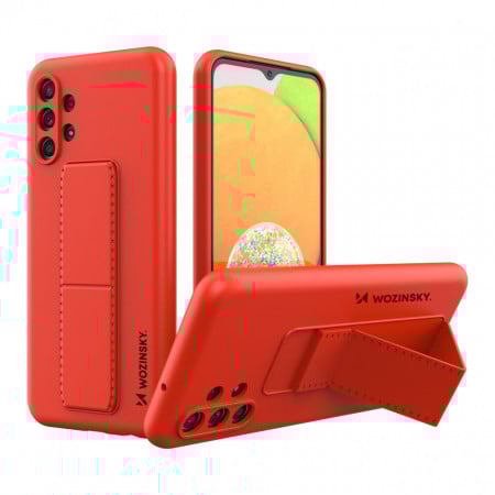 Силиконов гръб със стойка WOZINSKY Kickstand - Samsung Galaxy A04s / A13 5G червен