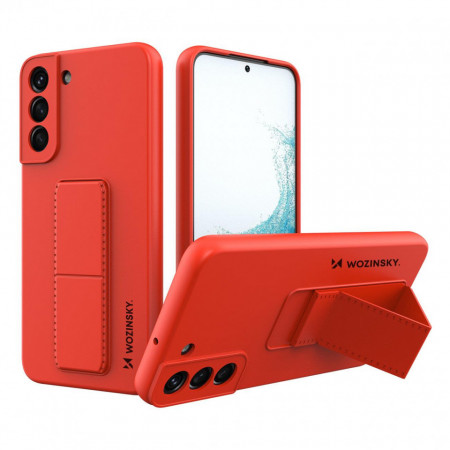Силиконов гръб със стойка WOZINSKY Kickstand - Samsung Galaxy S22 Plus 5G червен