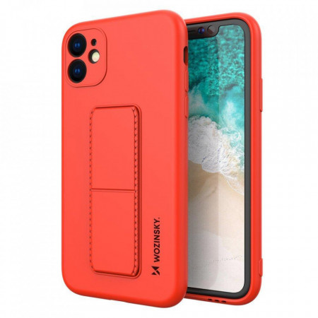 Силиконов гръб със стойка WOZINSKY Kickstand - Xiaomi Redmi 10X 4G / Redmi Note 9 червен
