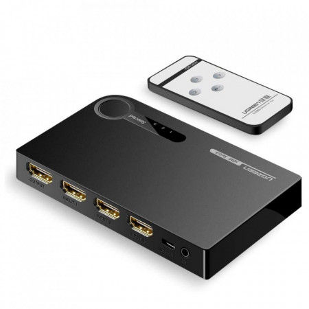 Суич разклонител Ugreen HDMI (output) / 3x HDMI (input) 3D 4K 7.5Gbps 36bit per channel (40234) черен