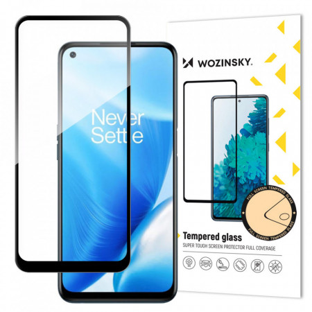 5D Full Glue закален стъклен протектор с пълно покритие WOZINSKY съвместим с гръб - OnePlus Nord N200 5G с черна рамка
