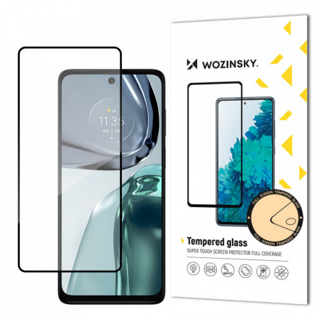 5D Full Glue закален стъклен протектор с пълно покритие WOZINSKY съвместим с гръб - Motorola Moto G62 5G с черна рамка