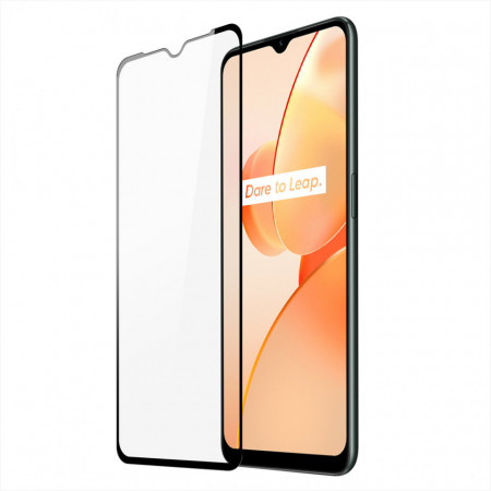 9D закален стъклен протектор с пълно покритие DUX DUCIS съвместим с гръб - Realme C31 с черна рамка