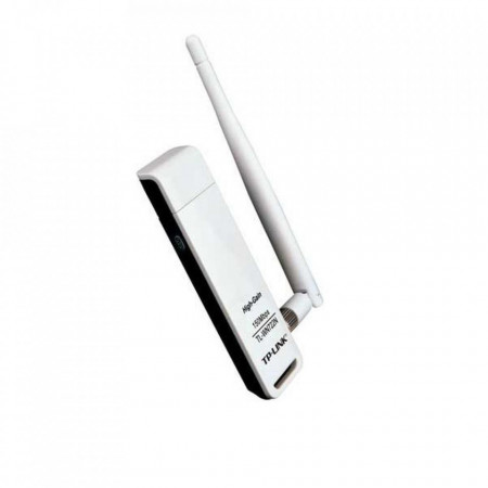 Wi-Fi USB адаптер TP-LINK 150Mbps с антена (TL-WN722N) бял