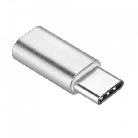 Адаптер Micro USB към USB Type C сребърен
