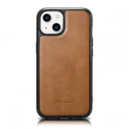 Гръб от естествена кожа iCARER Leather Oil Wax MagSafe - iPhone 14 Plus кафяв