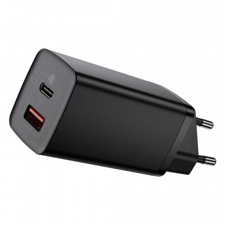 Зарядно за стена BASEUS GaN2 Lite 65W USB Type A / USB Type C PD QC3.0 (CCGAN2L-B01) черно