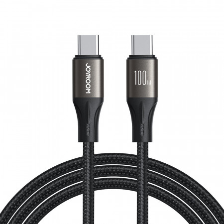 Кабел за зареждане и данни с оплетка JOYROOM Light-Speed SA25-CC5 100W USB Type C към USB Type C 1.2m черен