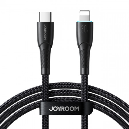 Кабел за зареждане и данни с оплетка JOYROOM Starry SA32-CL3 USB Type C към Lightning 30W 1m черен