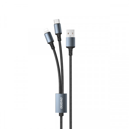 Кабел за зареждане и данни DUDAO 2в1 USB Type A към USB Type C / Lightning 6A (TGL2) черен
