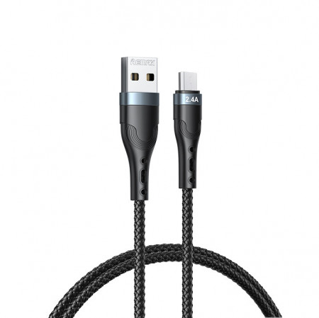 Кабел за трансфер на данни и зареждане Remax USB - micro USB 2.4A 1m черен (RC-C006)