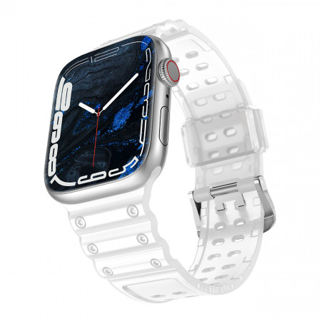Каишка със стоманена закопчалка Triple Protection - Apple Watch 41mm Series 9 / 41mm Series 8 / 41mm Series 7 / 40mm Series 6 / 40mm SE / 40mm Series 5 / 40mm Series 4 / 38mm Series 3 / 38mm Series 2 / 38mm (1st gen) прозрачен
