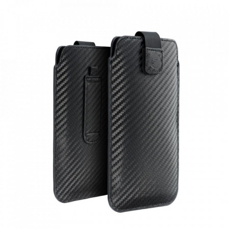 Калъф тип джоб FORCELL Pocket Carbon модел 06 - Nokia 515 / C5 / E51 / E52 / Samsung Galaxy S5610 черен