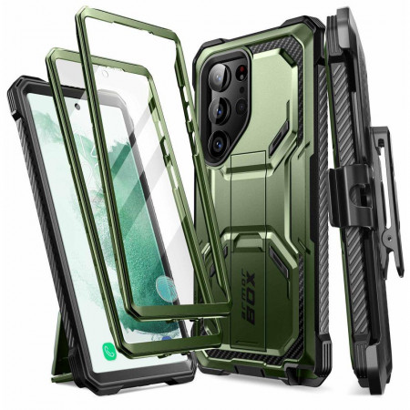 Калъф 360° с клипс и стойка SUPCASE IBLSN Armorbox - Samsung Galaxy S23 Ultra зелен