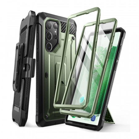 Калъф 360° с комплект от 2 протектора SUPCASE Unicorn Beetle Pro с щипка за колан и стойка - Samsung Galaxy S23 Ultra зелен