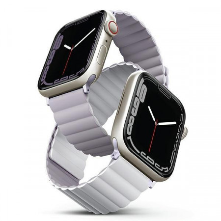 Магнитна двулицева каишка за часовник UNIQ Revix - Apple Watch Series 4/5/6/7/8/SE/SE2 38/40/41mm люляк / бяла