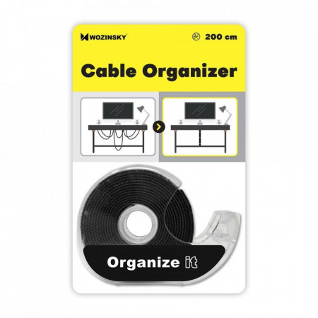 Органайзер за кабели WOZINSKY Hook and Loop 2m WVO2mBK