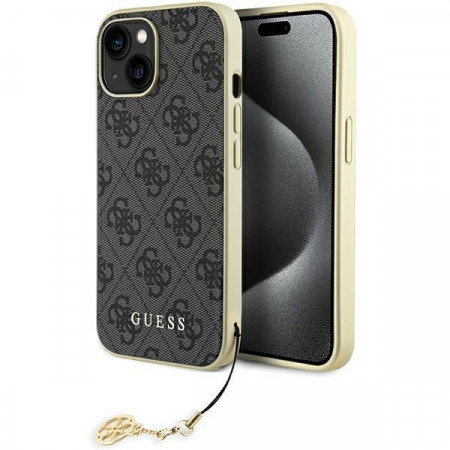 Оригинален гръб GUESS 4G Charms - iPhone 15 сив