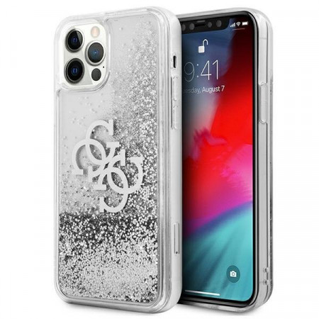 Оригинален гръб GUESS Big Liquid Glitter GUHCP12LLG4GSI - iPhone 12 Pro Max сребрист