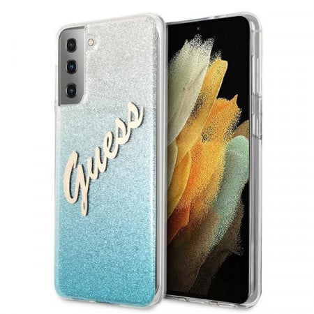 Оригинален гръб GUESS Glitter Gradient Script GUHCS21MPCUGLSBL - Samsung Galaxy S21+ 5G син