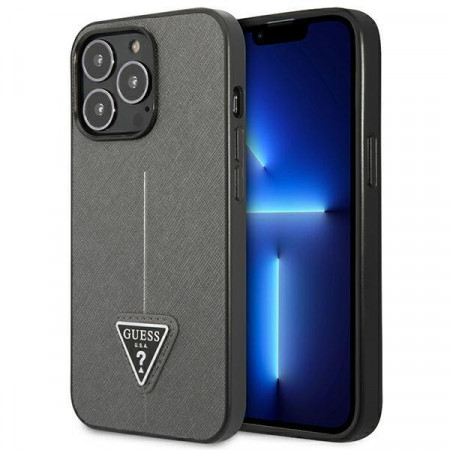Оригинален гръб GUESS Saffiano Triangle Logo GUHCP14XPSATLG - iPhone 14 Pro Max сребрист