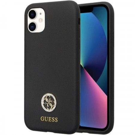 Оригинален гръб GUESS Silicone Logo Strass 4G GUHCN614DGPK Case - iPhone 11 черен