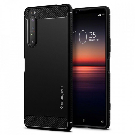 Оригинален гръб SPIGEN Rugged Armor - Sony Xperia 1 II черен мат
