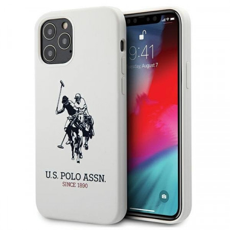 Оригинален гръб US POLO Silicone USHCP12MSLHRWH - iPhone 12 / 12 Pro бял