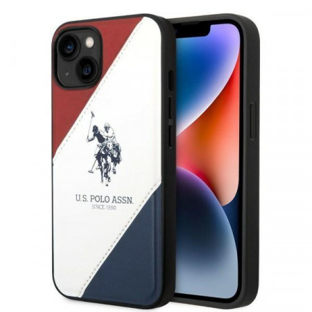 Оригинален гръб US POLO Tricolor Embossed Collection USHCP14SPSO3 - iPhone 14 бял