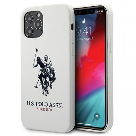 Оригинален гръб US POLO USHCP12MSLHRWH - iPhone 12 / 12 Pro Silicone бял