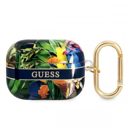 Оригинален калъф за слушалки GUESS Flower Strap GUAPHHFLB - AirPods Pro син