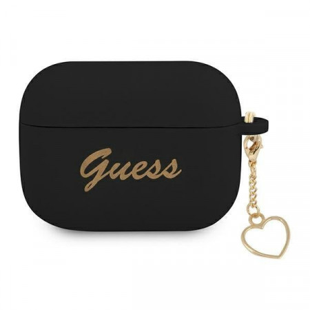 Оригинален калъф за слушалки GUESS Silicone Charm GUAPLSCHSK - AirPods Pro черен