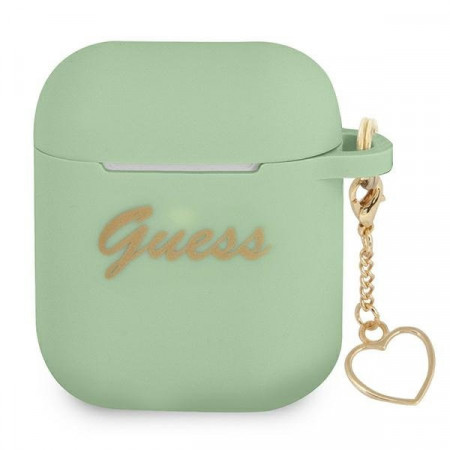 Оригинален калъф за слушалки GUESS Silicone Charm Heart GUA2LSCHSN - AirPods зелен