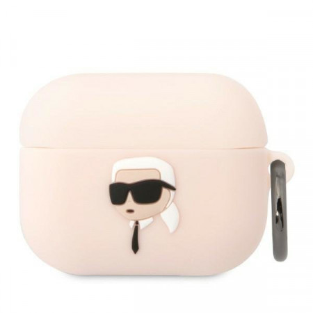 Оригинален калъф за слушалки Karl LAGERFELD Silicone Karl Head 3D KLAPRUNIKP - AirPods Pro розов