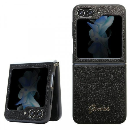 Оригинален калъф GUESS Glitter Script - Samsung Galaxy Z Flip5 черен