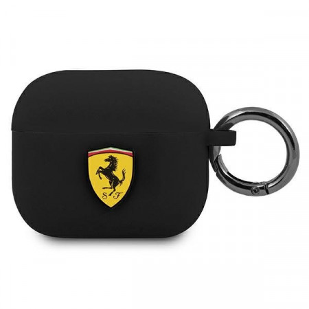 Оригинален силиконов калъф за слушалки FERRARI FEA3SILBK - AirPods 3 калъф черен