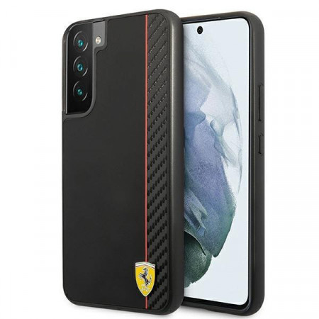 Оригинален твърд гръб FERRARI Track Carbon Stripe FESAXHCS22MBK - Samsung Galaxy S22+ черен