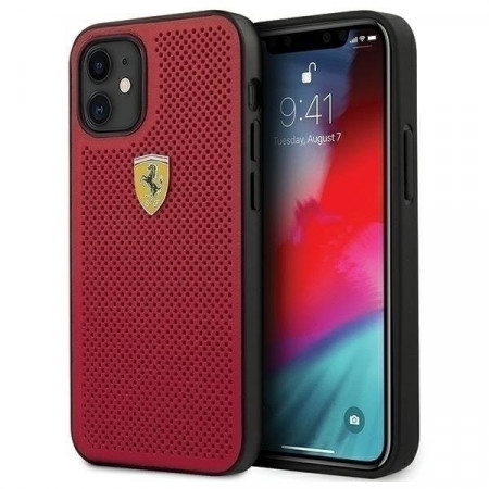 Оригинален твърд гръб FERRARI Track Perforated FESPEHCP12SRE - iPhone 12 mini червен