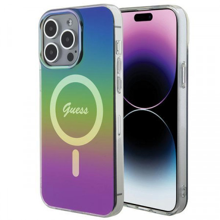 Оригинален твърд гръб GUESS IML Iridescent MagSafe - iPhone 15 Pro черен